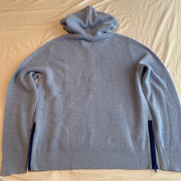 G/Fore Waffle Stitch Hooded Sweater Large Wool Womens Top Golf Ice Blue Soft NEW - Picture 12 of 13